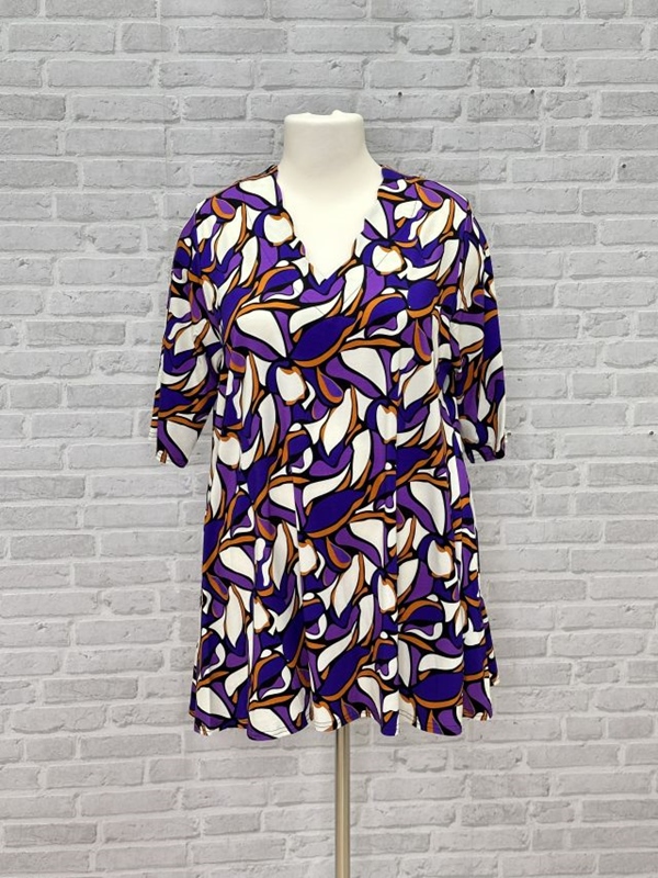 Tunika-Shirt kurzarm A-Linie lila