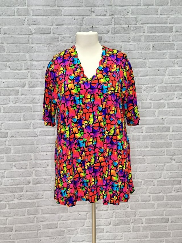 Tunika-Shirt kurzarm A-Linie Neon