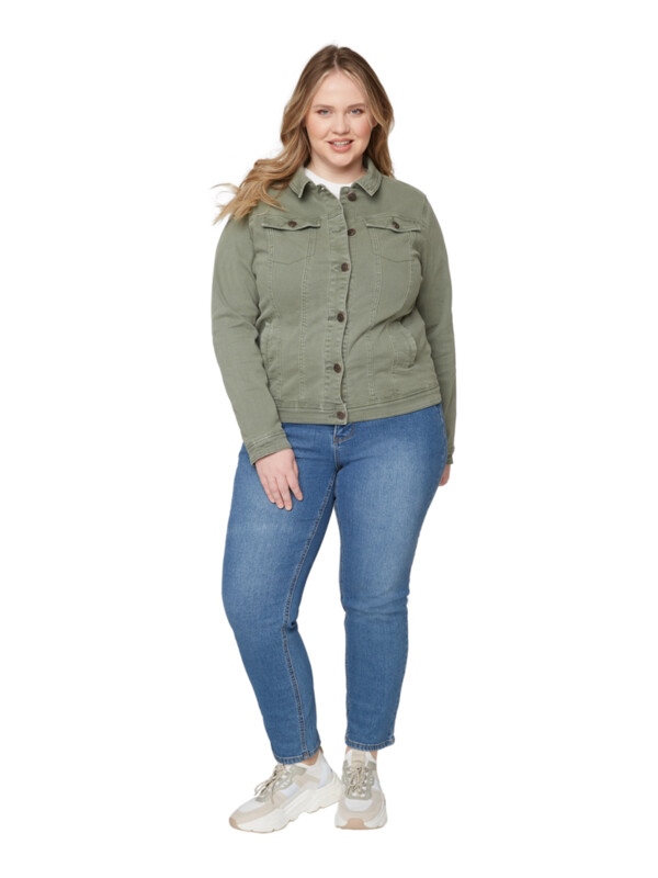 Jeansjacke in hellem Oliv