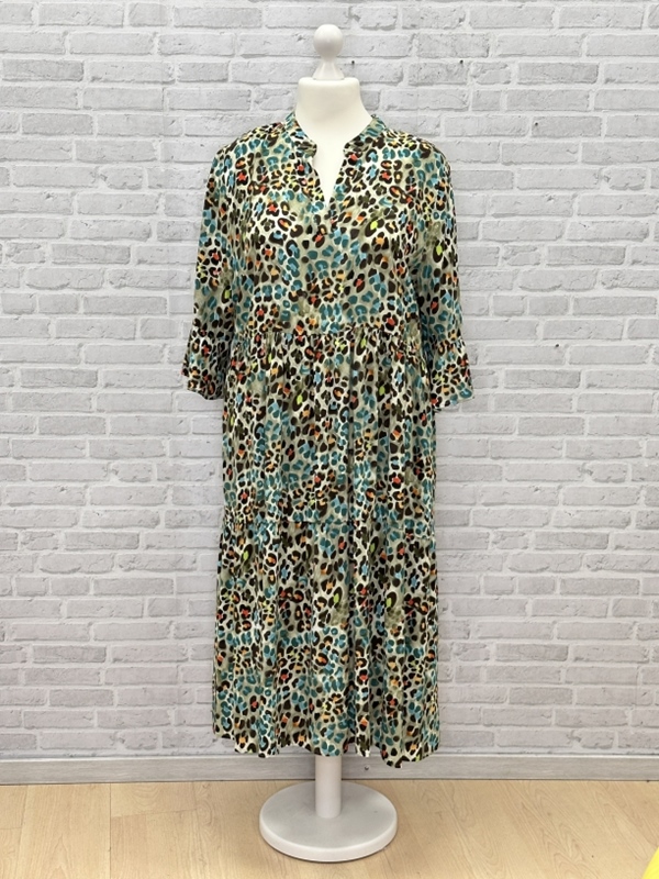 Boho-Maxi-Kleid 3/4 Arm Leoprint