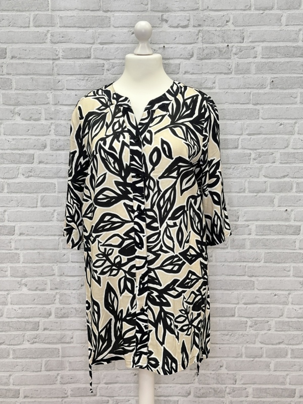 Longbluse Leinenoptik 3/4 Arm
