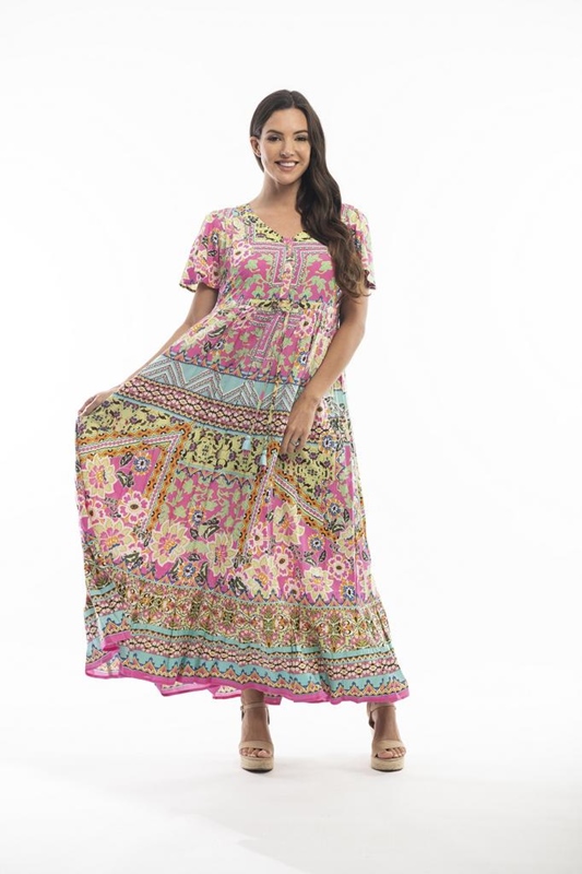 Maxikleid Boho-Style kurzarm