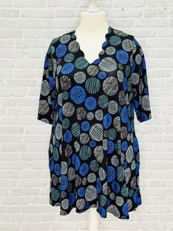 Tunika-Shirt kurzarm A-Linie Blueball