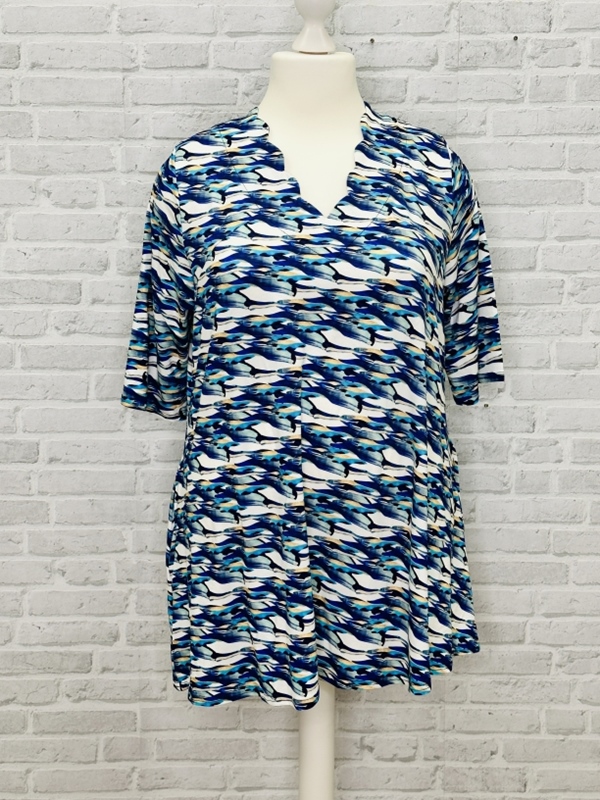 Tunika-Shirt kurzarm A-Linie meerblau