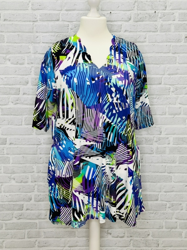 Tunika-Shirt kurzarm A-Linie Lilablue