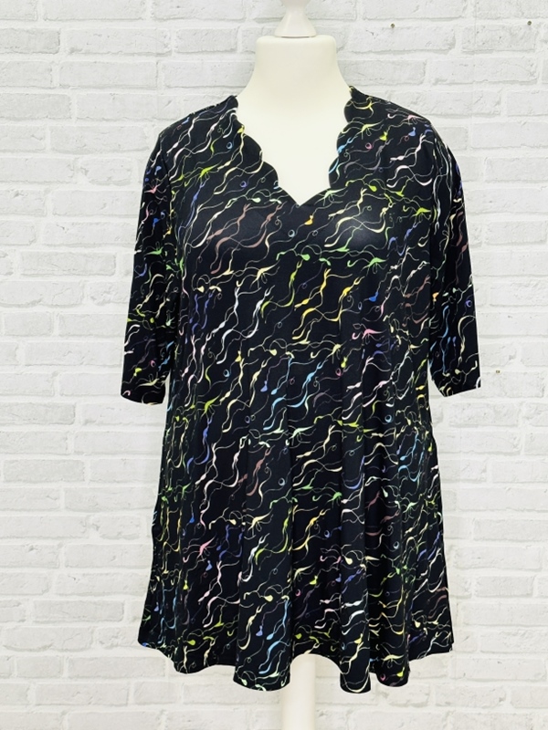 Tunika-Shirt kurzarm A-Linie Faden