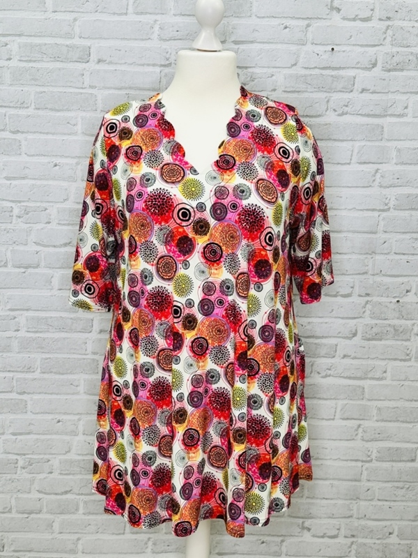 Tunika-Shirt kurzarm A-Linie Pinkrund