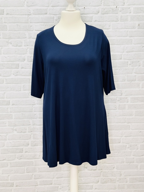 Tunika-Shirt uni kurzarm mit Tasche