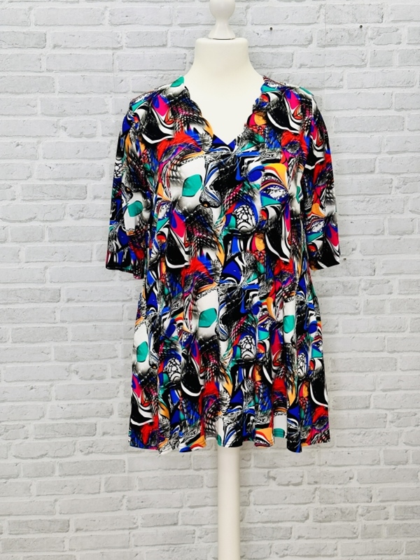 Tunika-Shirt kurzarm A-Linie Pfau Welle