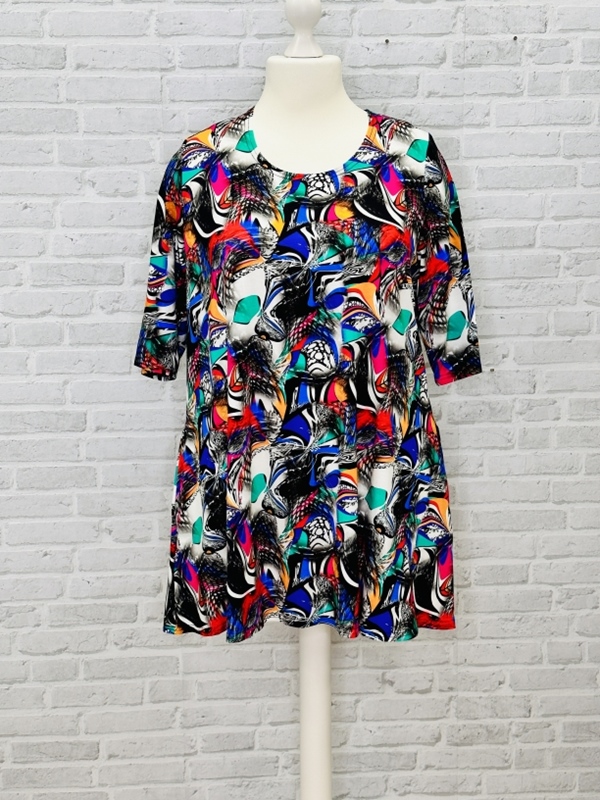 Tunika-Shirt kurzarm A-Linie Pfau