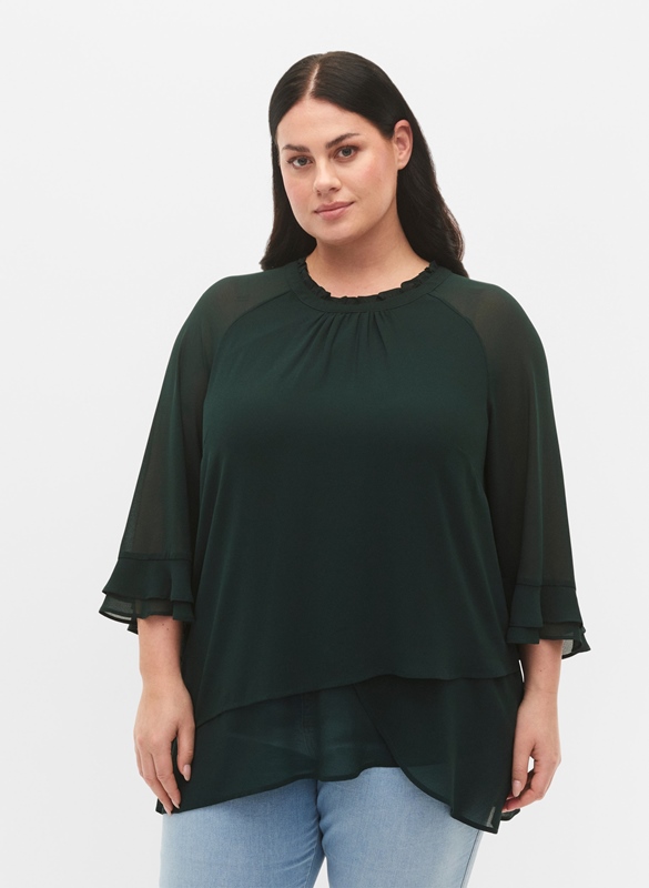 Tunika-Bluse Chiffon 3/4 Arm