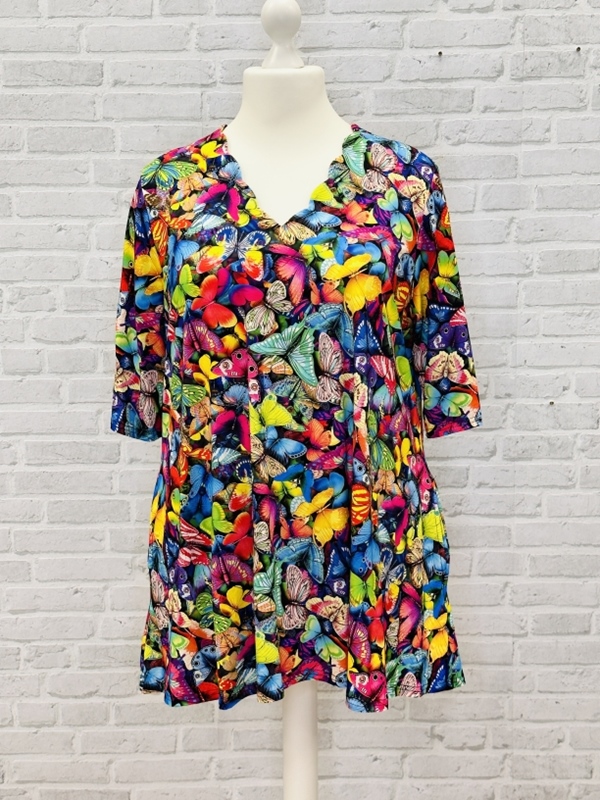 Tunika-Shirt kurzarm A-Linie Butterfly