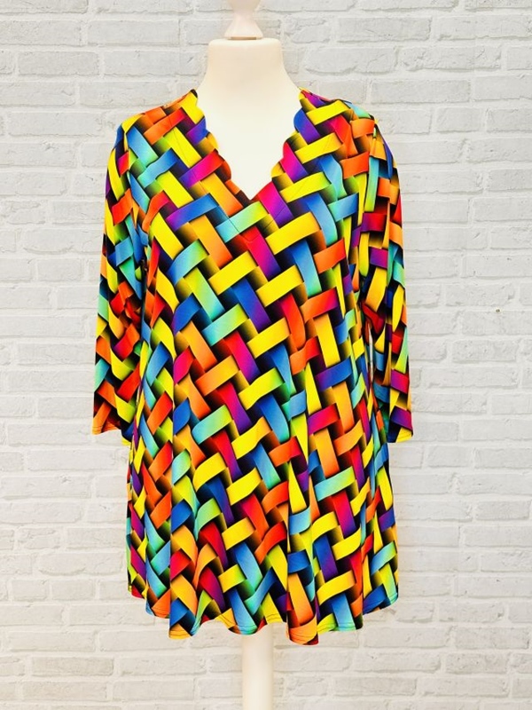 Tunika-Shirt langarm A-Linie Neonweb