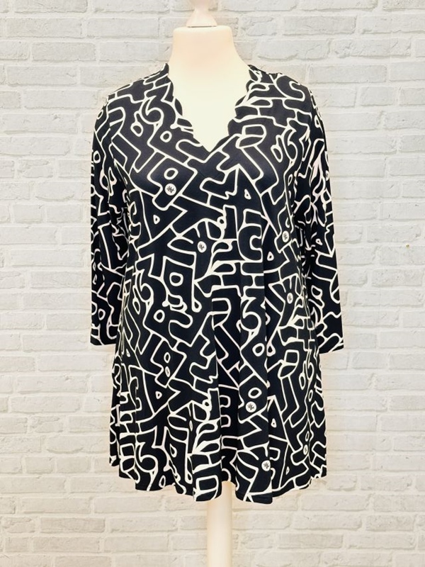Tunika-Shirt langarm A-Linie Blackface