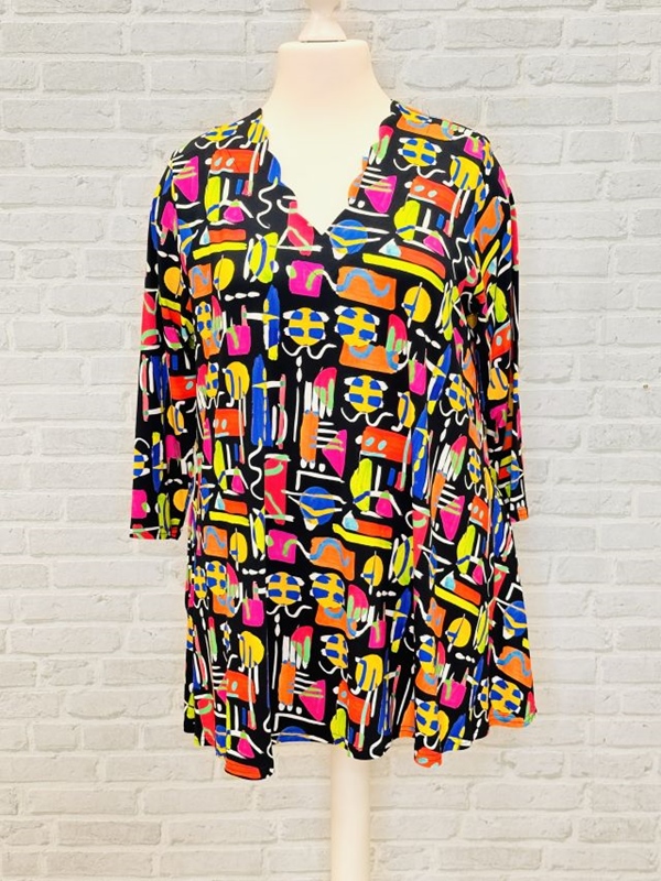 Tunika-Shirt langarm A-Linie Colourgame