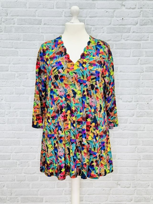 A-Linie-Shirt langarm Wellenausschnitt