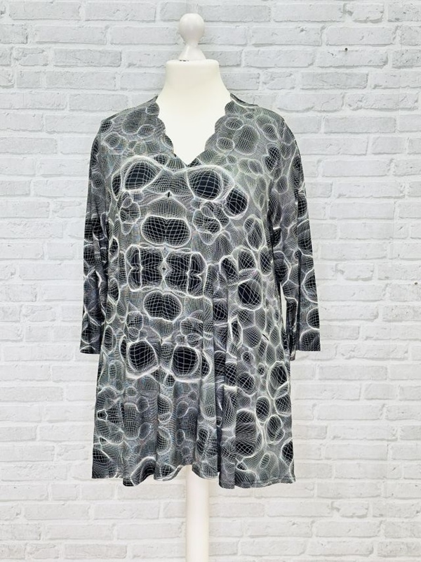 A-Linie-Shirt langarm Wellenausschnitt