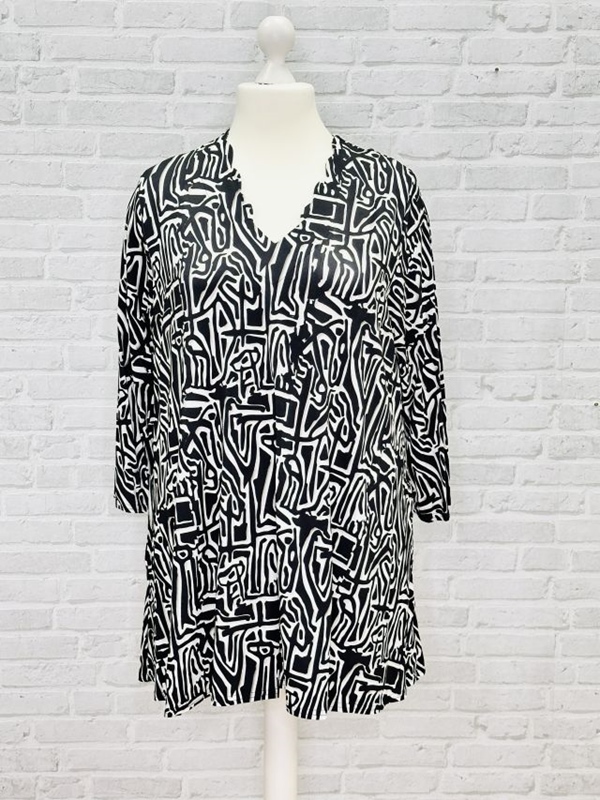 A-Linie-Shirt langarm Wellenausschnitt