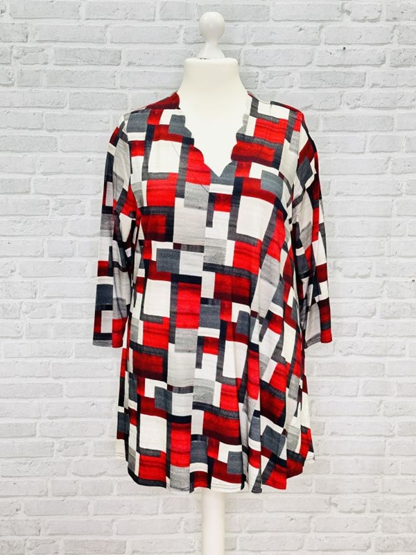 A-Linie-Shirt langarm Wellenausschnitt
