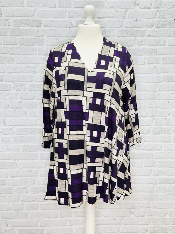 A-Linie-Shirt langarm Wellenausschnitt
