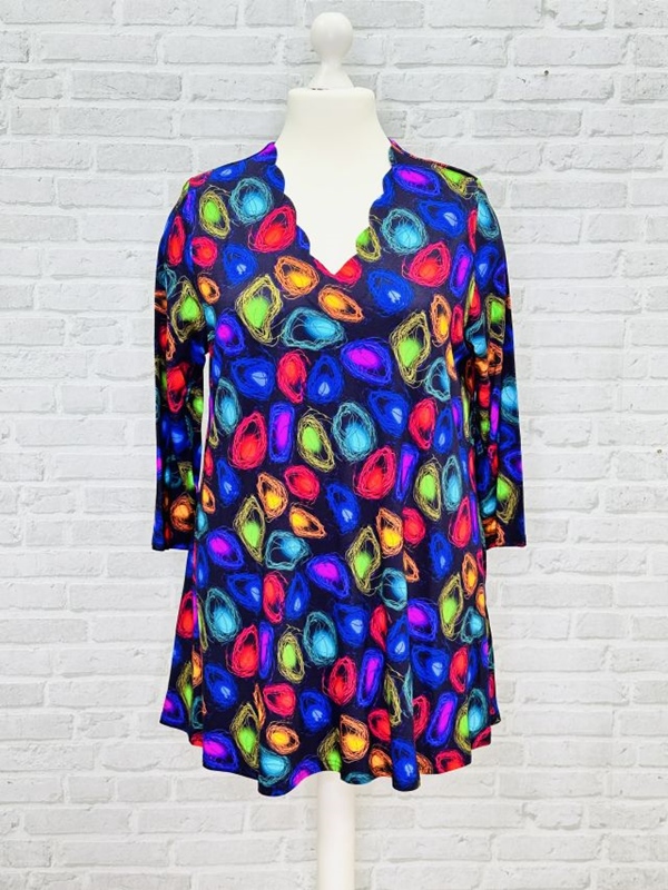 A-Linie-Shirt langarm Wellenausschnitt
