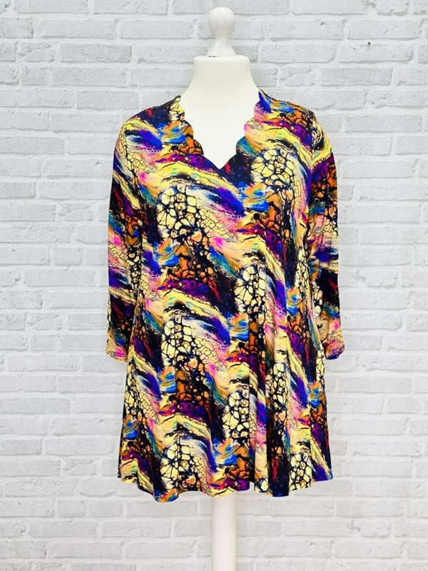 A-Linie-Shirt langarm Wellenausschnitt