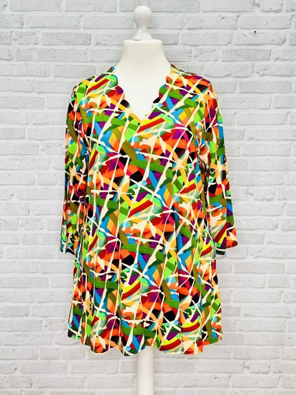 A-Linie-Shirt langarm Wellenausschnitt