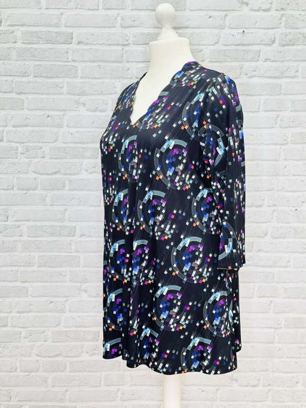 A-Linie-Shirt langarm Wellenausschnitt