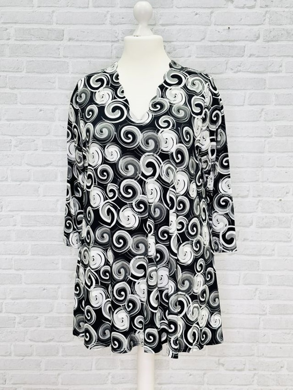 A-Linie-Shirt langarm Wellenausschnitt