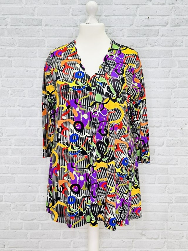 A-Linie Shirt langarm Wellenausschnitt