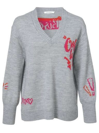 Pullover V-Ausschnitt mit Schrift