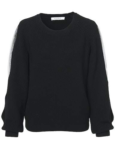 Grobstrickpullover mit Mesh-rmeleinsatz