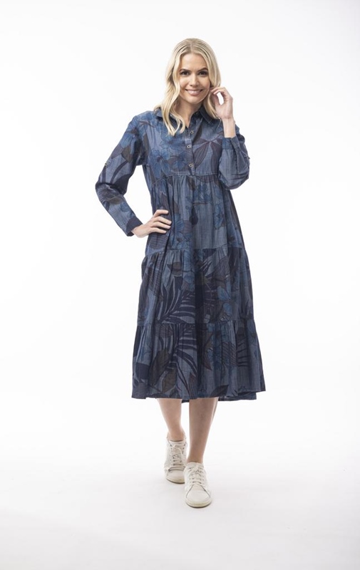 Denim Kleid mit Muster