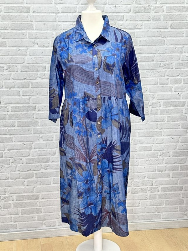 Denim Kleid mit Muster