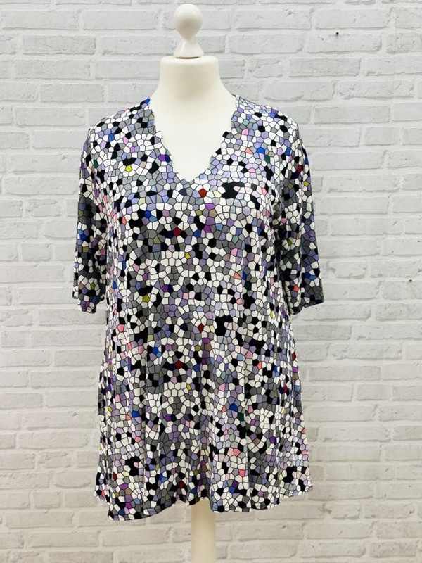 Tunika-Shirt kurzarm A-Linie Waben