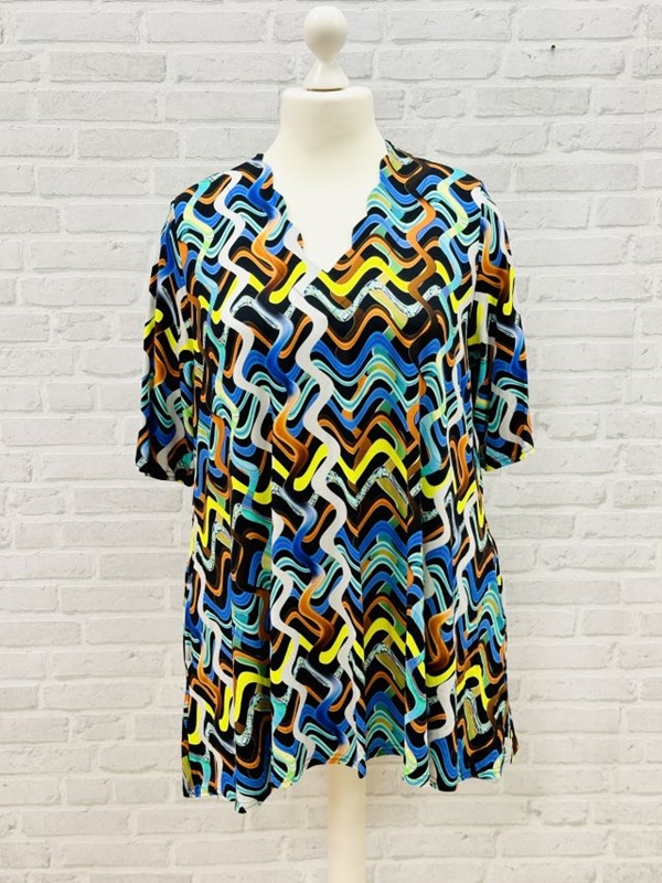Tunika-Shirt kurzarm A-Linie Wave