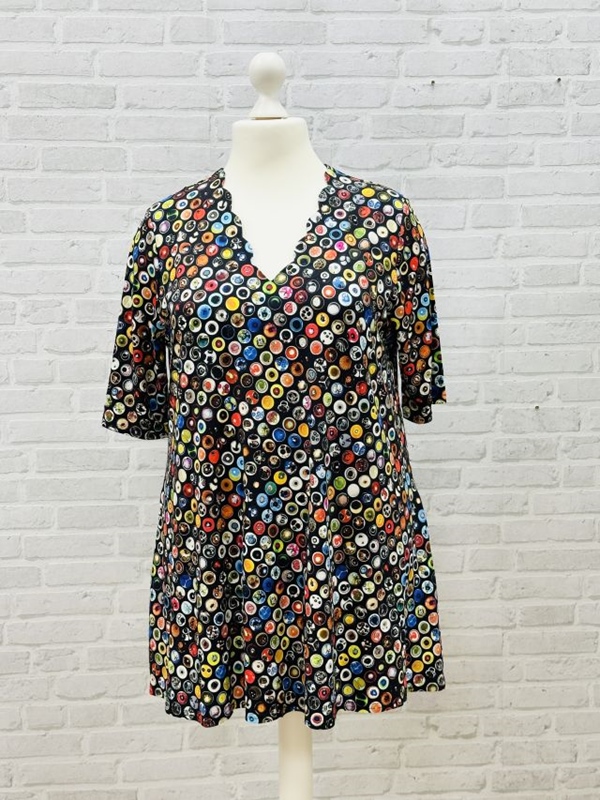 Tunika-Shirt kurzarm A-Linie Knopf