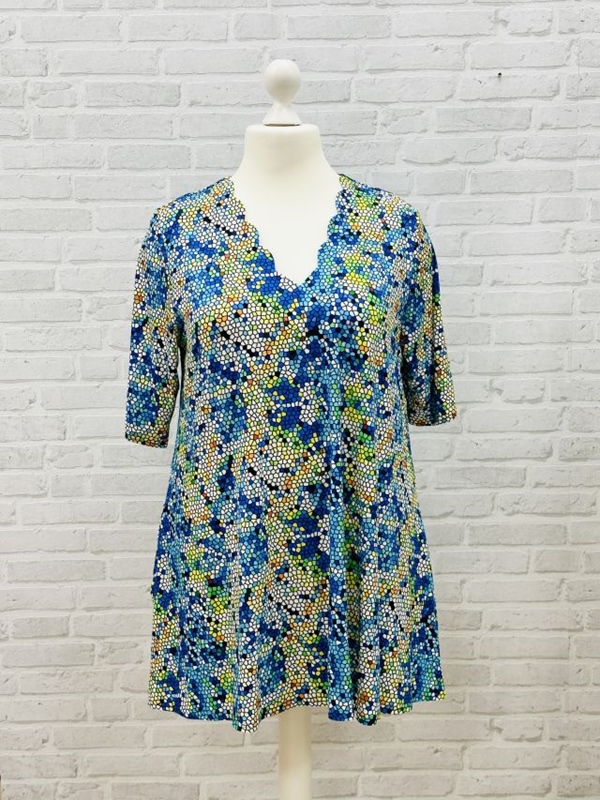Tunika-Shirt kurzarm A-Linie Mosaik