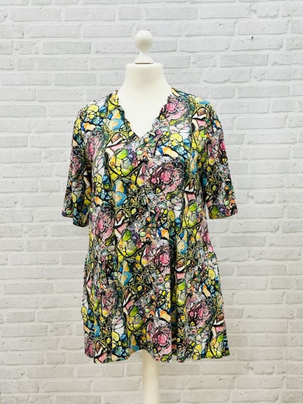 Tunika-Shirt kurzarm A-Linie Kaleidoskop