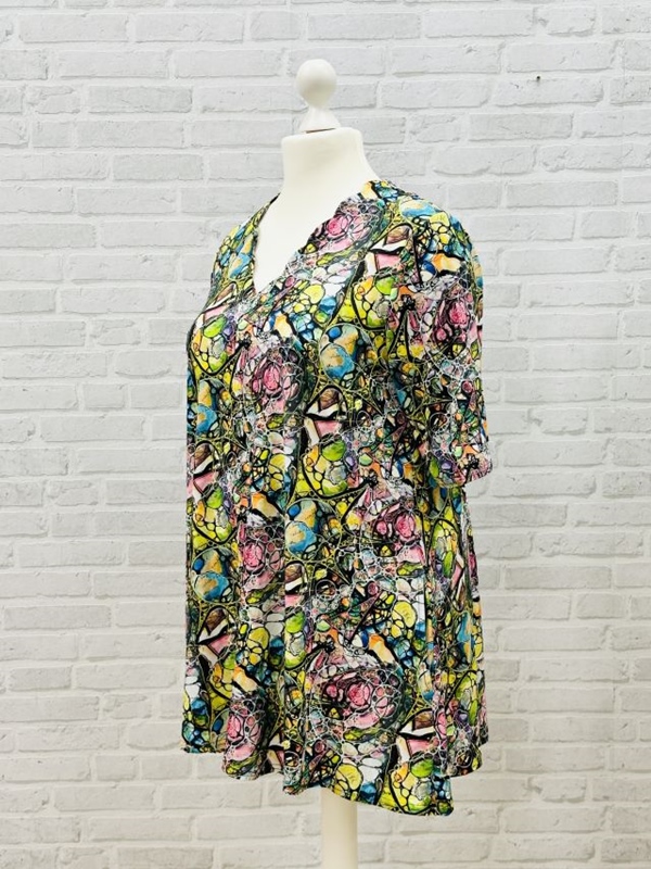 Tunika-Shirt kurzarm A-Linie Kaleidoskop