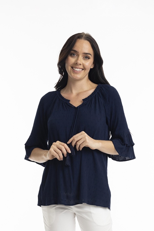 Tunika-Bluse 3/4 Arm Dobby