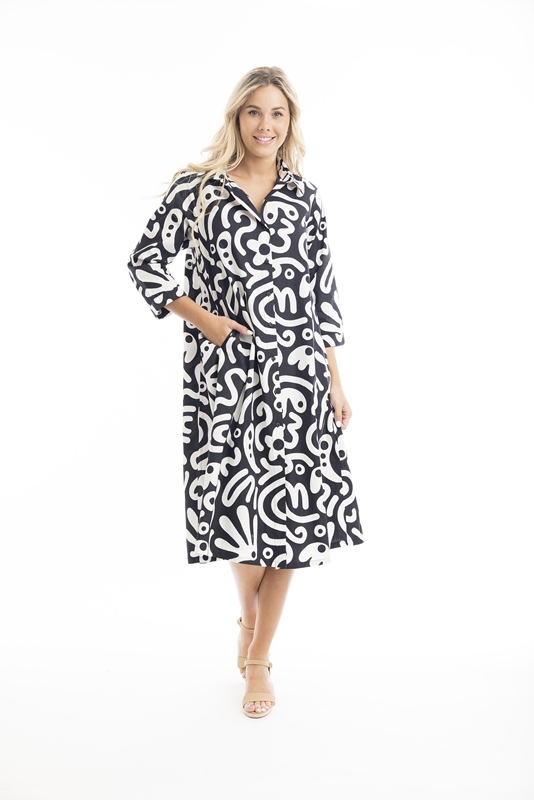 leichtes Hemdusenkleid 3/4 Arm