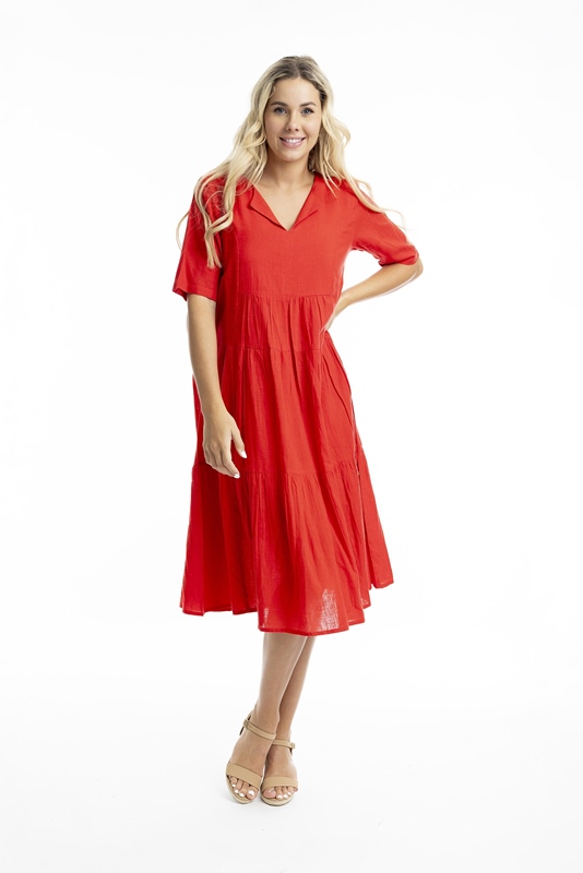 Leichtes Boho-Kleid kurzarm