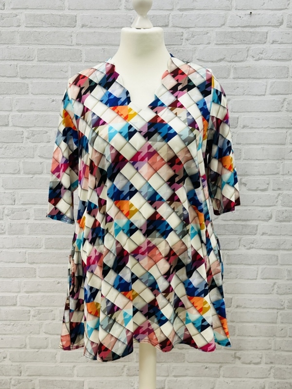 Tunika-Shirt kurzarm A-Linie Karobunt