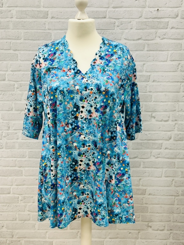 Tunika-Shirt kurzarm A-Linie Sprenkel