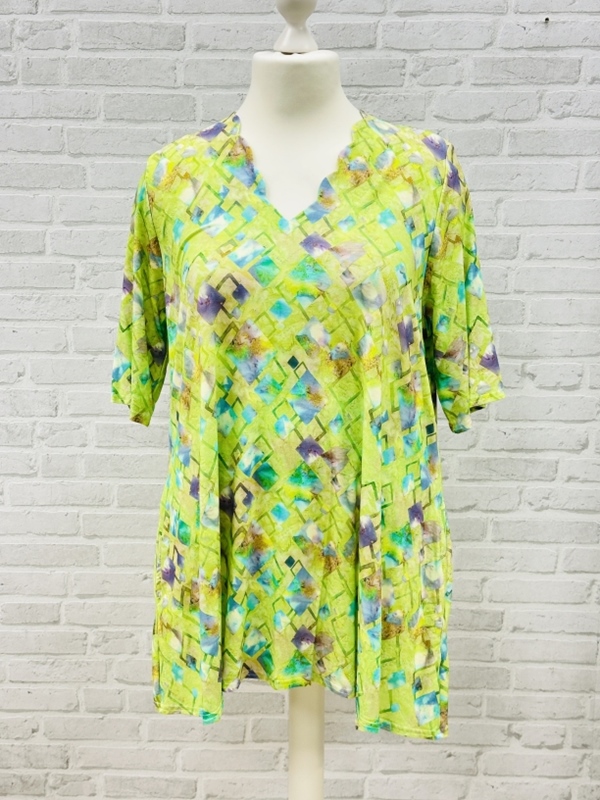 Tunika-Shirt kurzarm A-Linie Lime