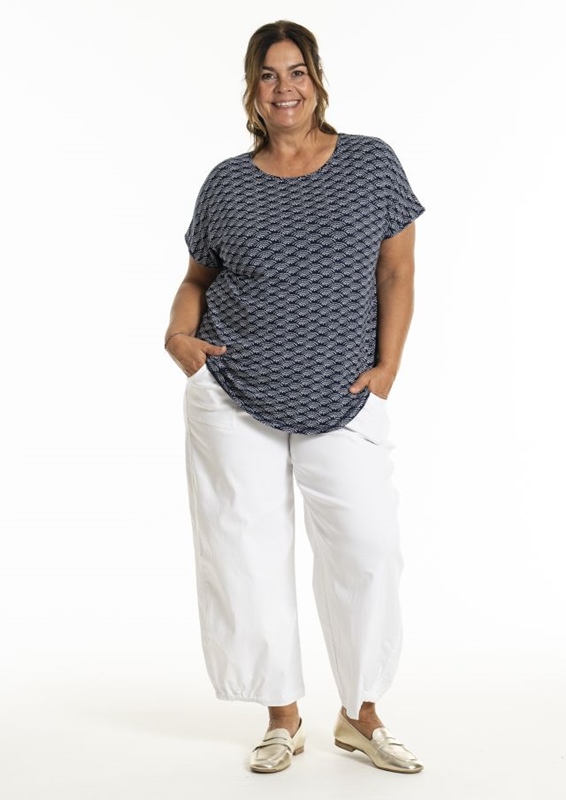 Navy T-Shirt mit Print & A-Linie