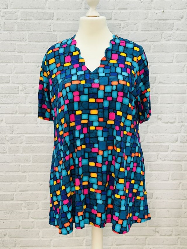 Tunika-Shirt kurzarm A-Linie TVbunt