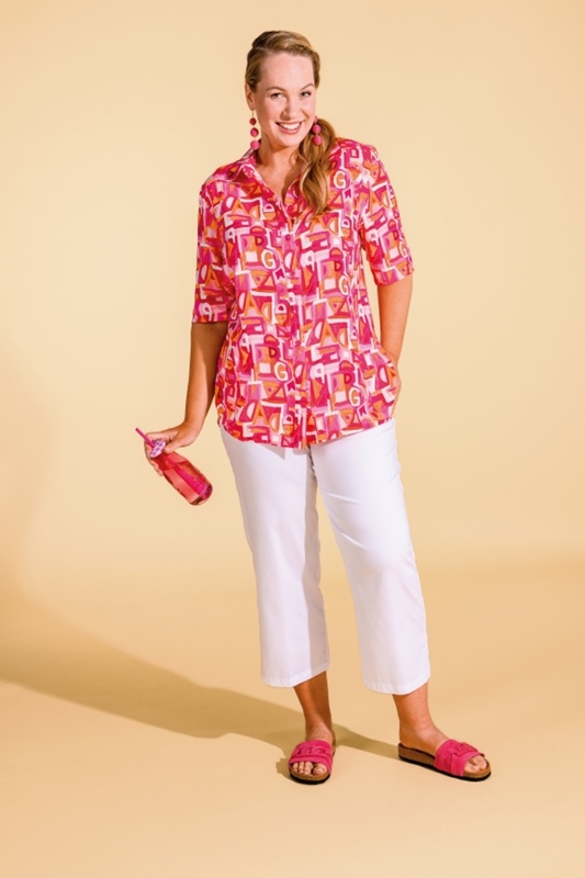 Bluse kurzarm Buchstabenprint Bluse kurzarm Buchstabenprint