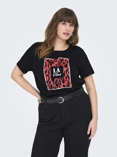 Lässiges Shirt mit Leodruck kurzarm